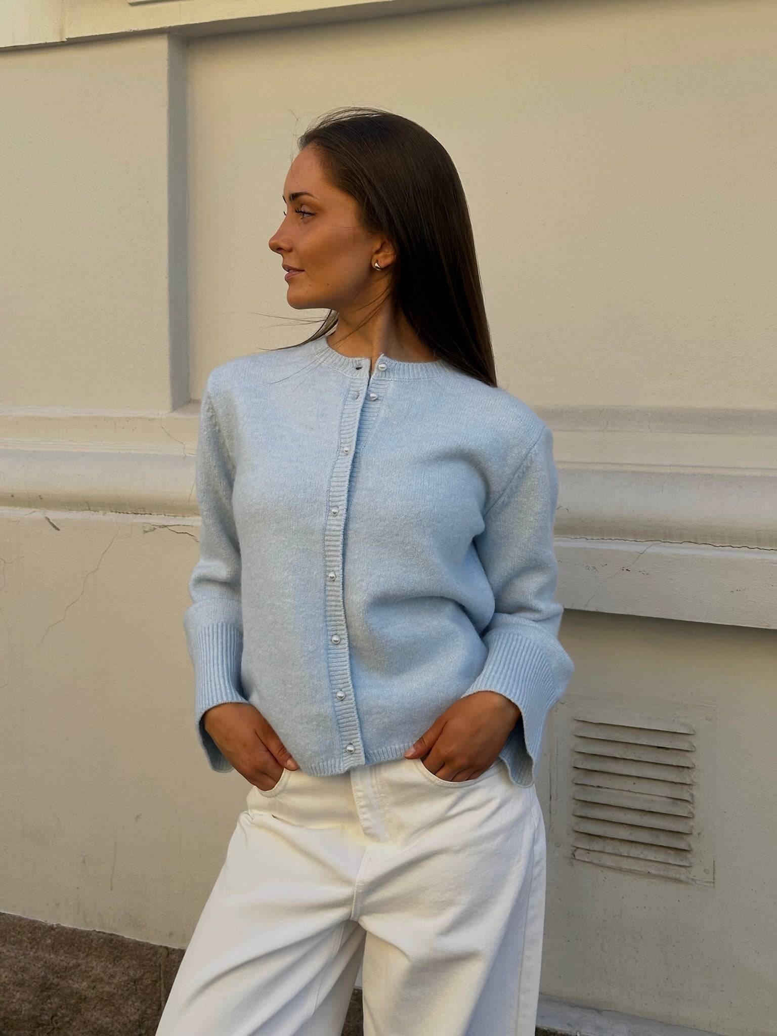 AWMARIANN Knitted Cardigan - Cashmere Blue